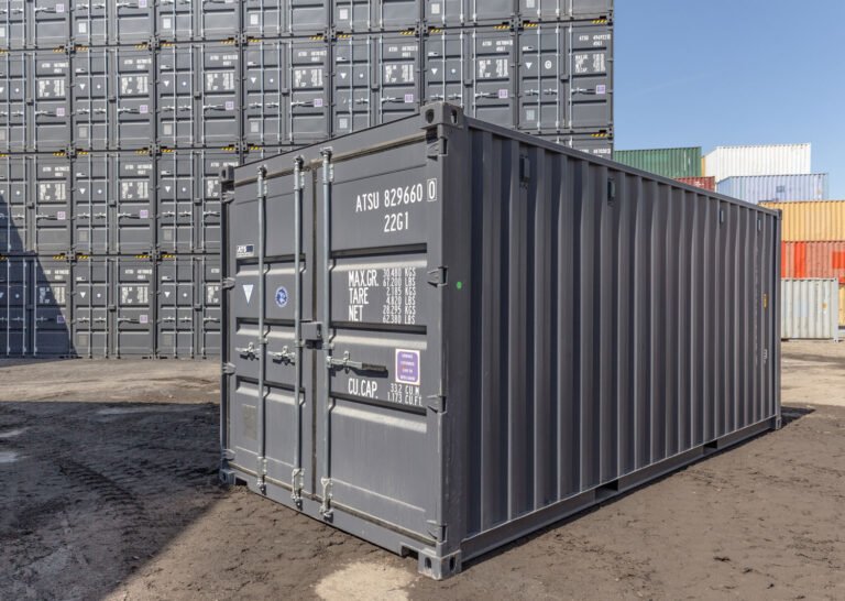 Container maritime neuf de 20 pieds en gris - 1er voyage et modèle high cube