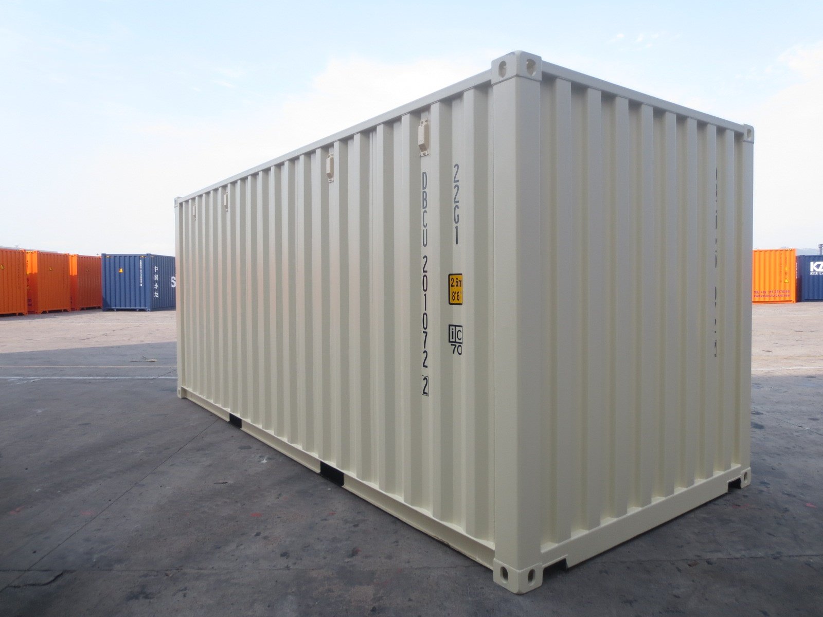 Container maritime neuf de 20 pieds en blanc crème
