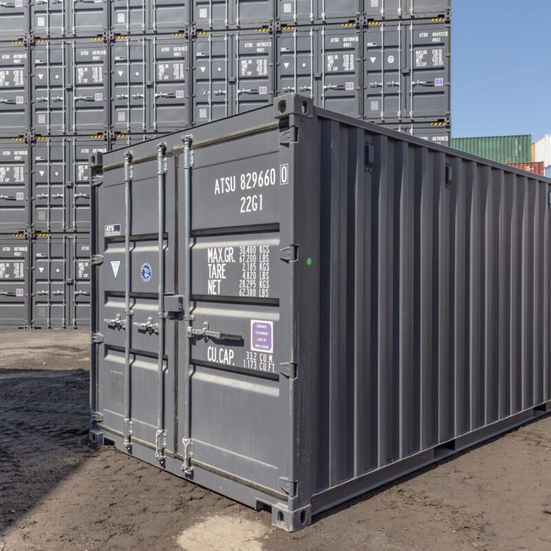 Container maritime neuf de 20 pieds en gris - 1er voyage et modèle high cube